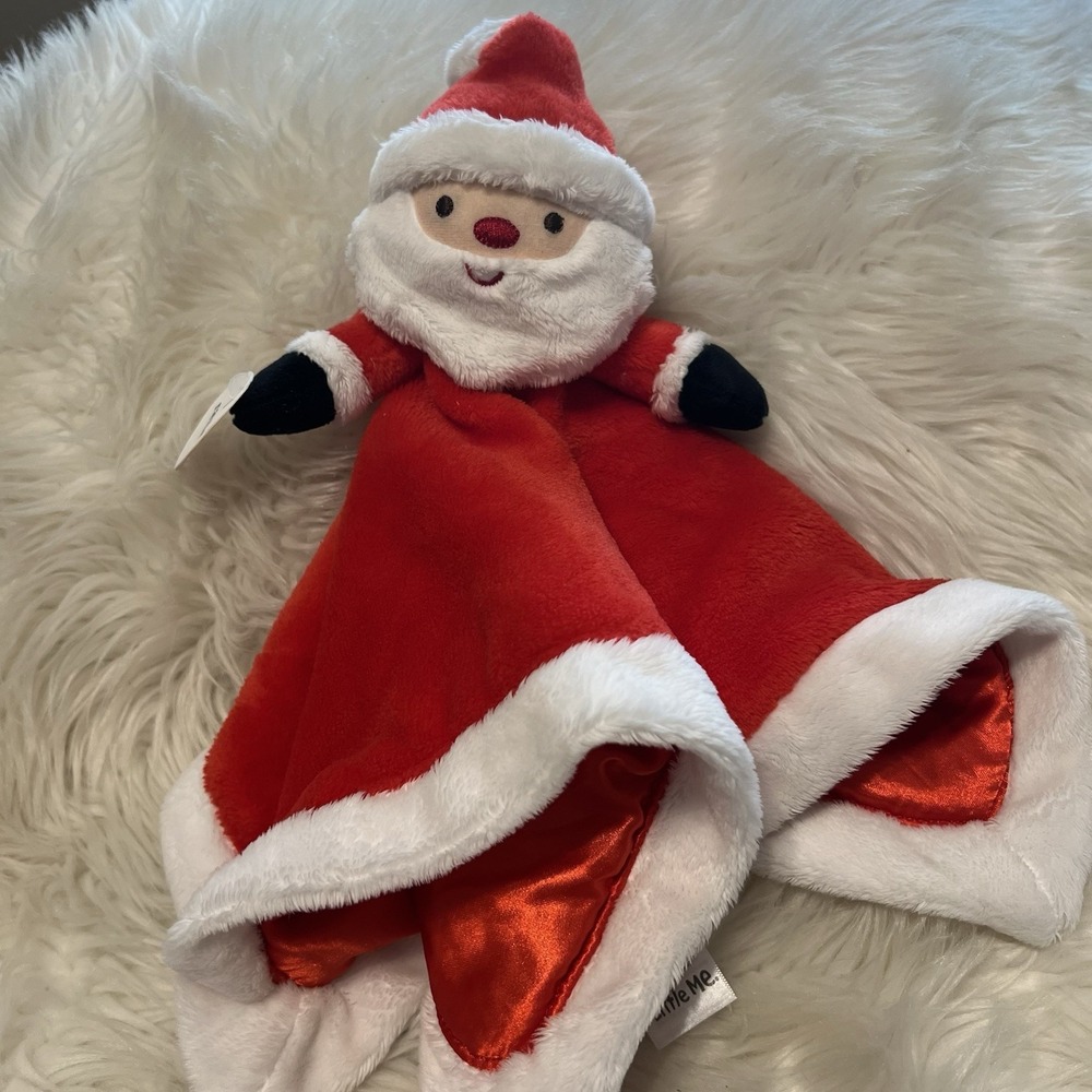 Little Me Lovey Santa Security Blanket Plush Red White I‎ Love Santa Satin